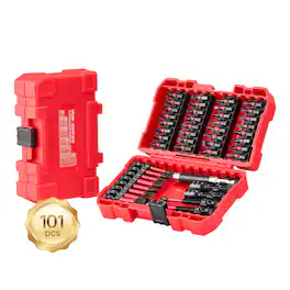 VEVOR - Screwdriver Bit Set, 101-Piece, Magnetic Phillips, Pozidriv, Slotted, Square, Torx, Hex Bits, Hex Nut Sockets - Red-black