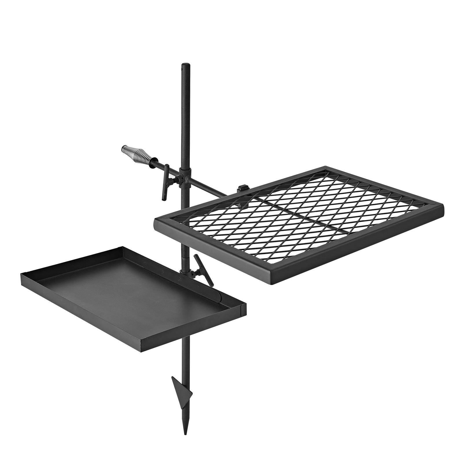 Alt View 5. VEVOR - Heavy Duty Swivel Campfire Grill,Double Layer Portable Camping Grill Grate & Griddle, Sturdy Steel BBQ Mesh, 360° Height - Black.