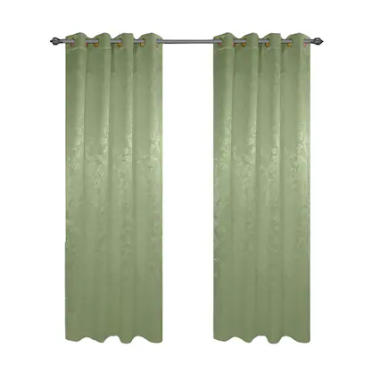 Front. Olivia Gray - Olivia Gray 100% Polyester 200 GSM Dyson Embossed Blackout Grommet Curtain Panel 54" x 84" Sage - Sage.