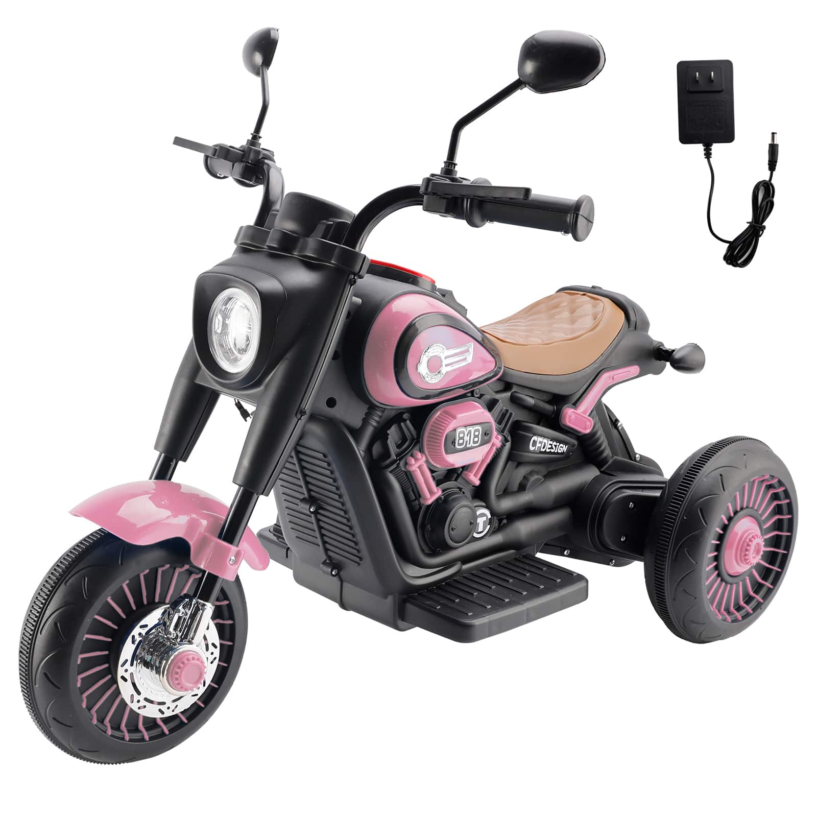 Topteng - ​​6V 3-Wheel Kids Ride-On Motorcycle with Colorful Lights & Music, for Ages 3-8​ - Pink