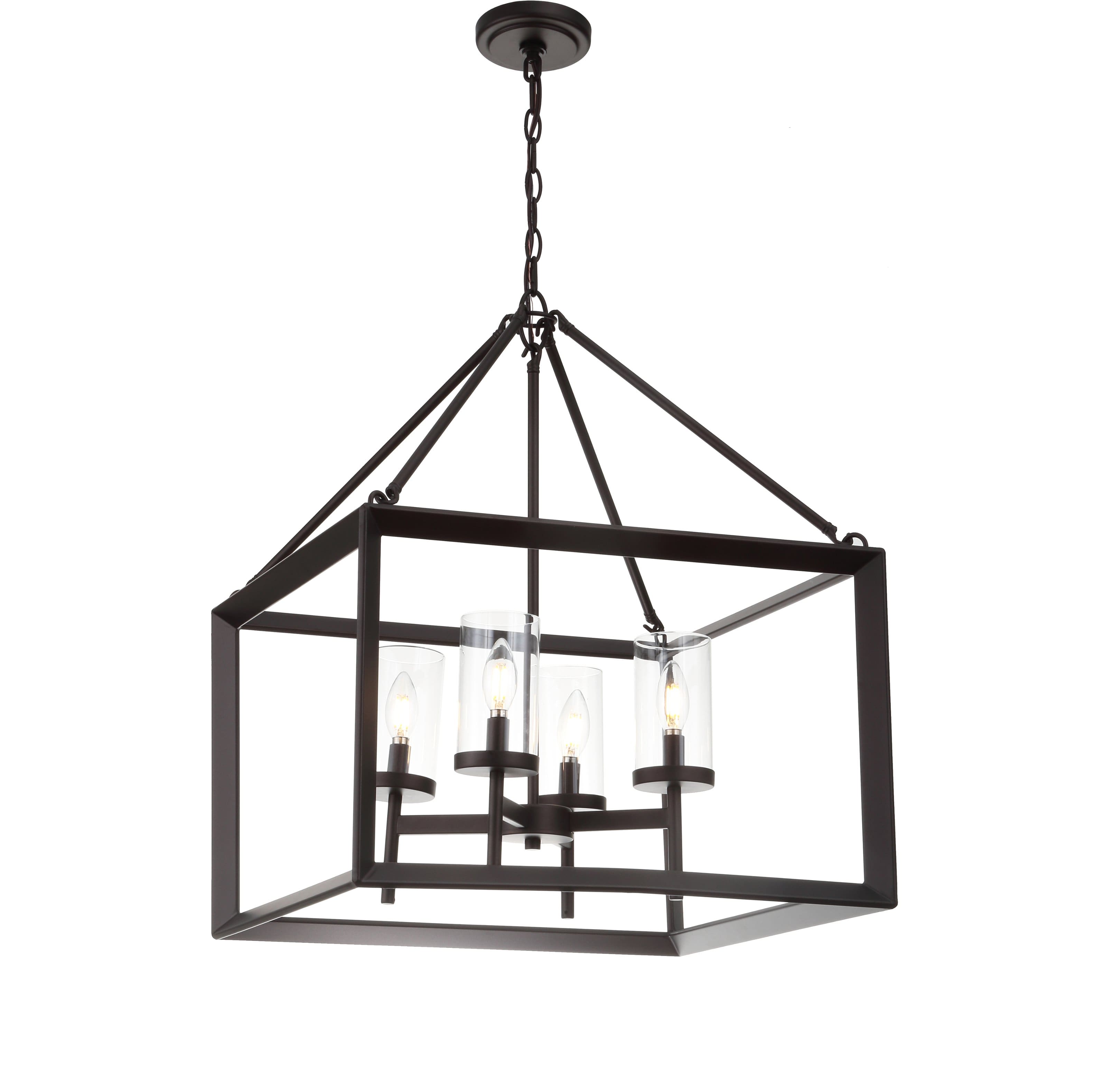 "Jonathan Y - Anna 21"" 4-light Metal/Glass LED Pendant, Oil Rubbed Bronze - Oil Rubbed Bronze / Clear" price history on PriceWatchPro