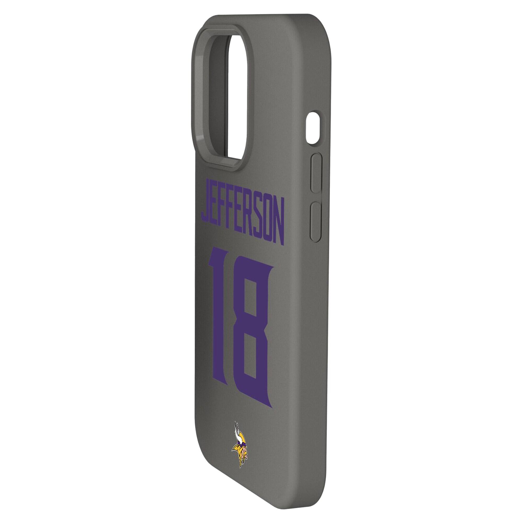 Alt View 1. Keyscaper - Justin Jefferson Gray Minnesota Vikings Ready Soft Touch iPhone Case - 14 - Gray.