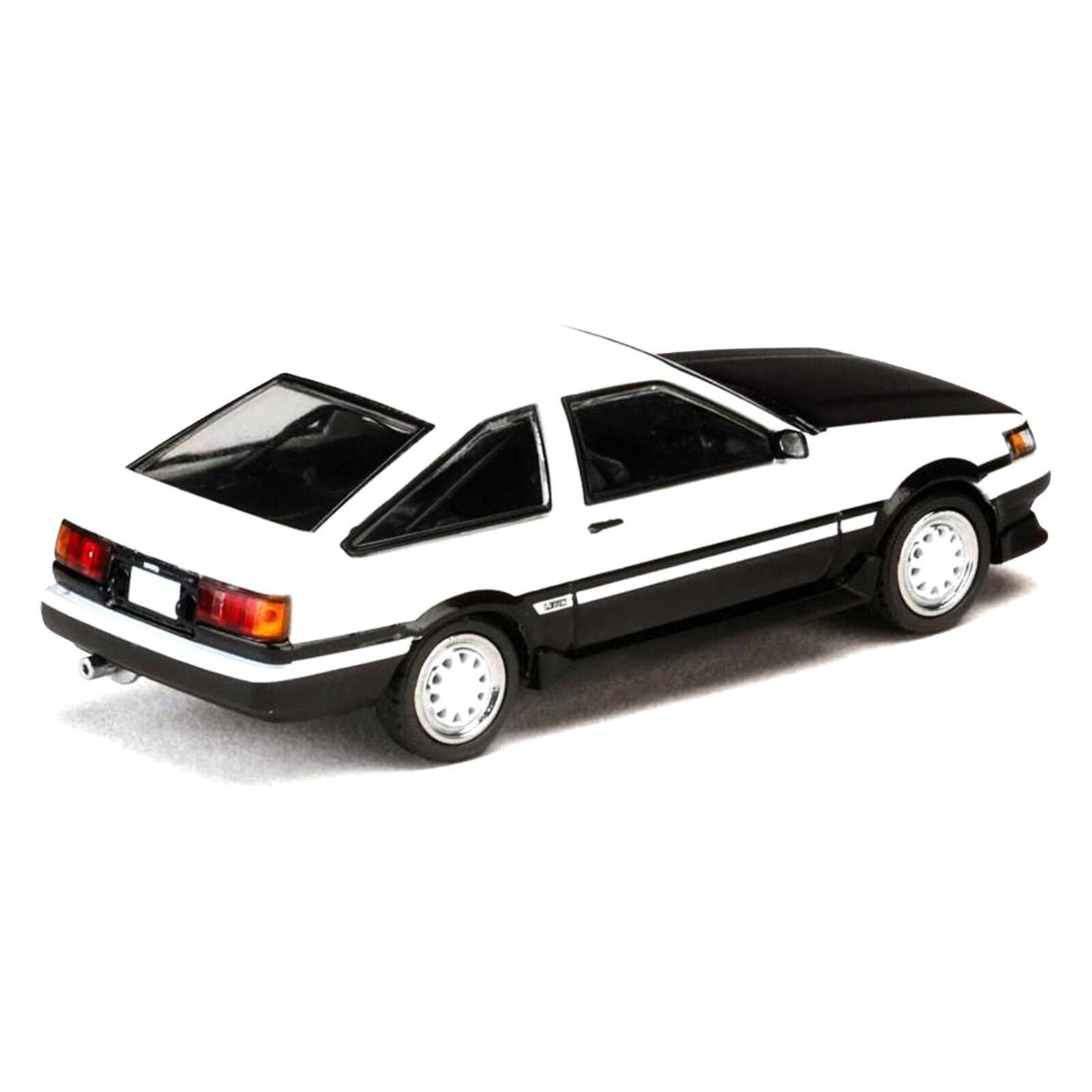 Alt View 2. Hobby Japan - Toyota Corolla Levin (AE86) White with Carbon Hood "Initial D" (1995-2013) Manga 1/64 Diecast Model Car by Hobby Japan.