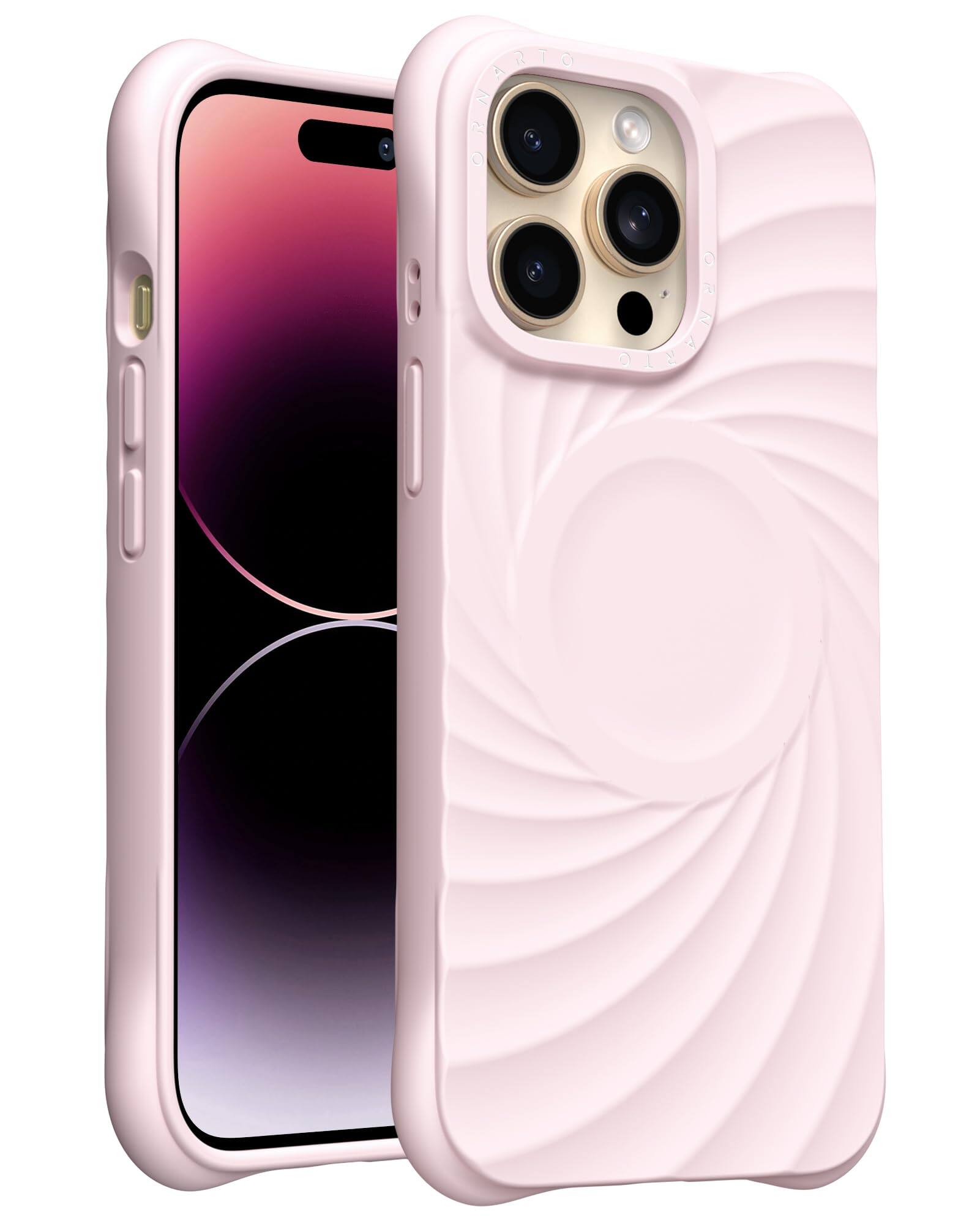 Alt View 1. Ornarto - ORNARTO Vortuxe for iPhone 14 Pro Max Case 6.7" and for AirPods Pro 3 Case in Pink - Pink.