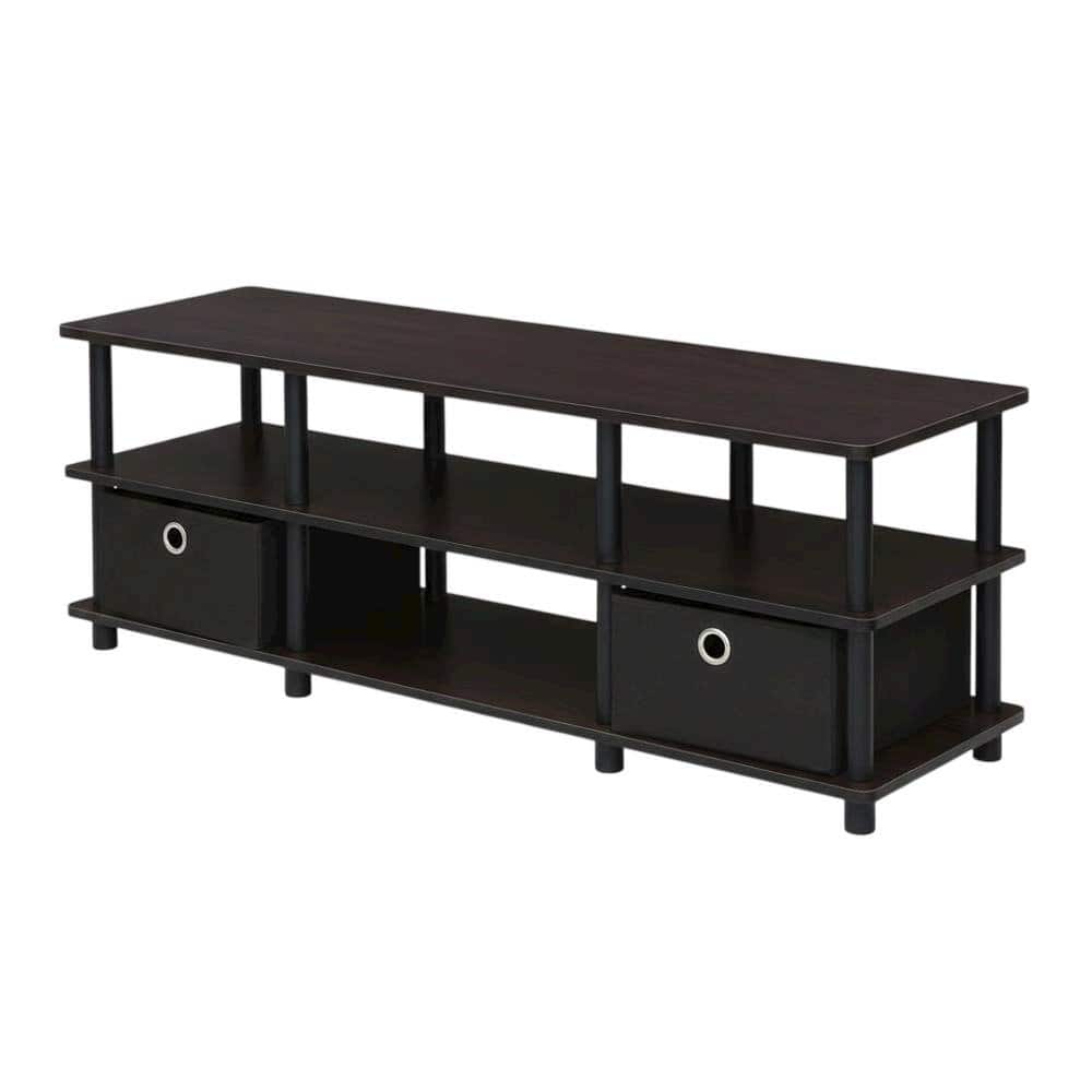 FurniFact - Espresso/Black TV Stand with Storage Bins and Wood Construction - Brown Black price history on PriceWatchPro