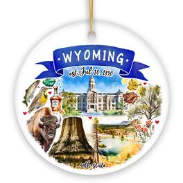 OrnamentallyYou - Artistic Wyoming State Themes and Landmarks Christmas Ornament - Multi-colored