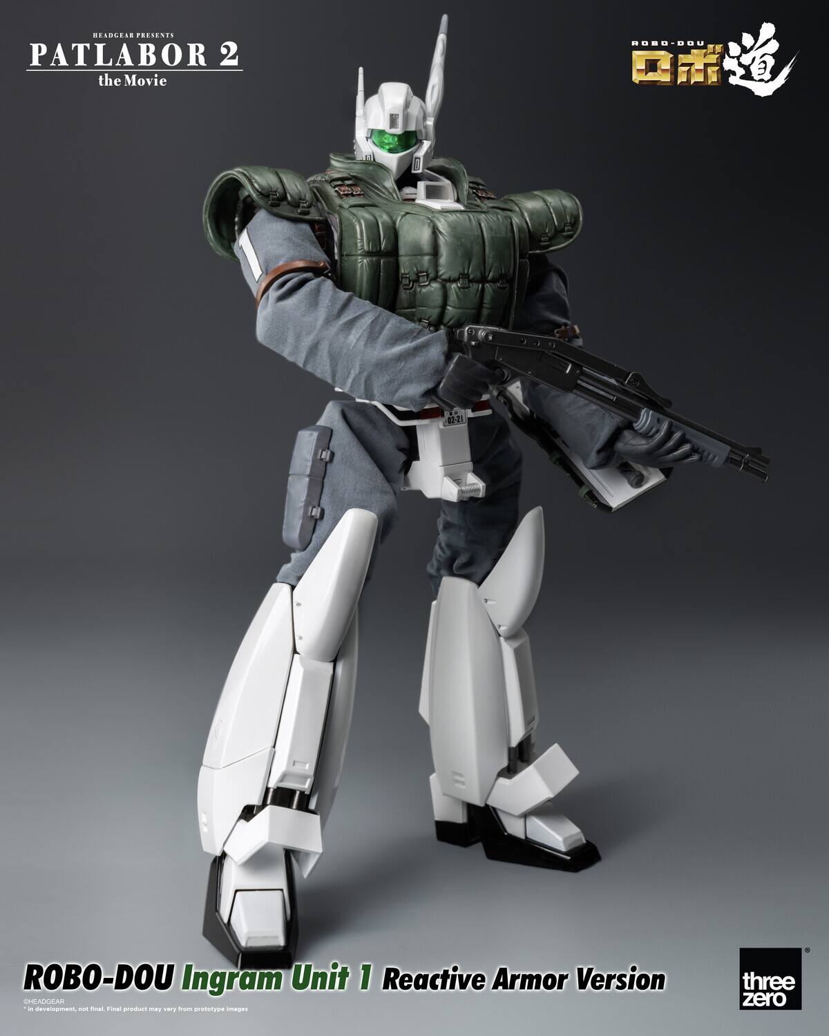 BRADLESS PRESENTS PATLABOR 2 the Movie

ROBO-DOU Ingram Unit 1 Reactive Armor Version

HEADGEAR - development, not final. Final product may vary from prototype images.