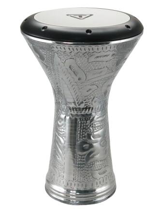 Front. Tycoon Percussion - 17.3" Hand-Hammered Aluminum Doumbek, Drum Goblet Shape, Tunable Synthetic Head.