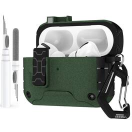 Dteck - Case for Airpods Pro 2nd Gen (2022) with Magnetic Lock,Phone Stand & Carabiner,Shockproof Earbuds Cover with Cleaner Kit - Frostedgreen