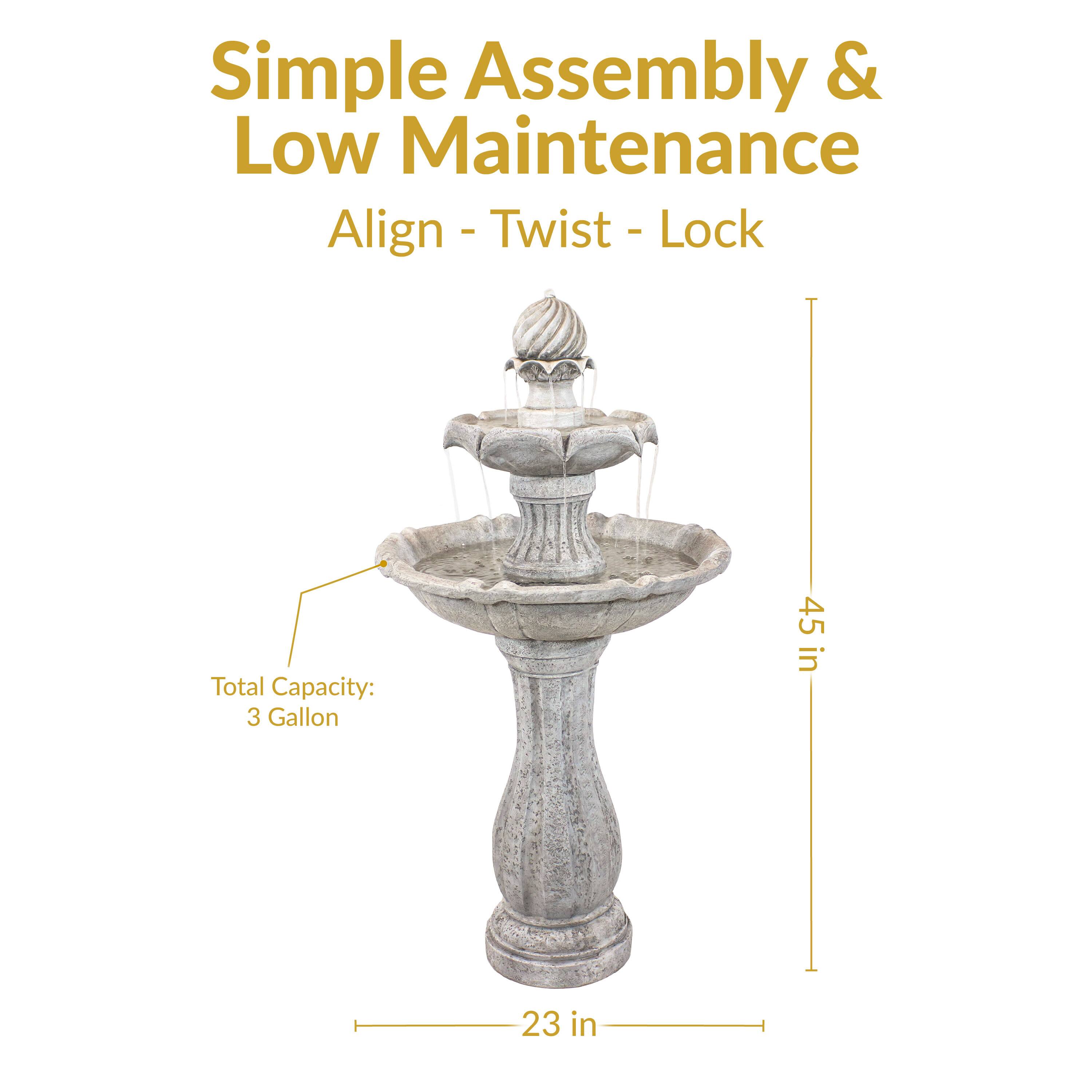 Simple Assembly & Low Maintenance  
Align - Twist - Lock  

Total Capacity: 3 Gallon  
45 in  
23 in