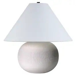 Hudson&Canal - Willa 18" Tall Textured Ceramic Table Lamp with Fabric Shade/White - Cream