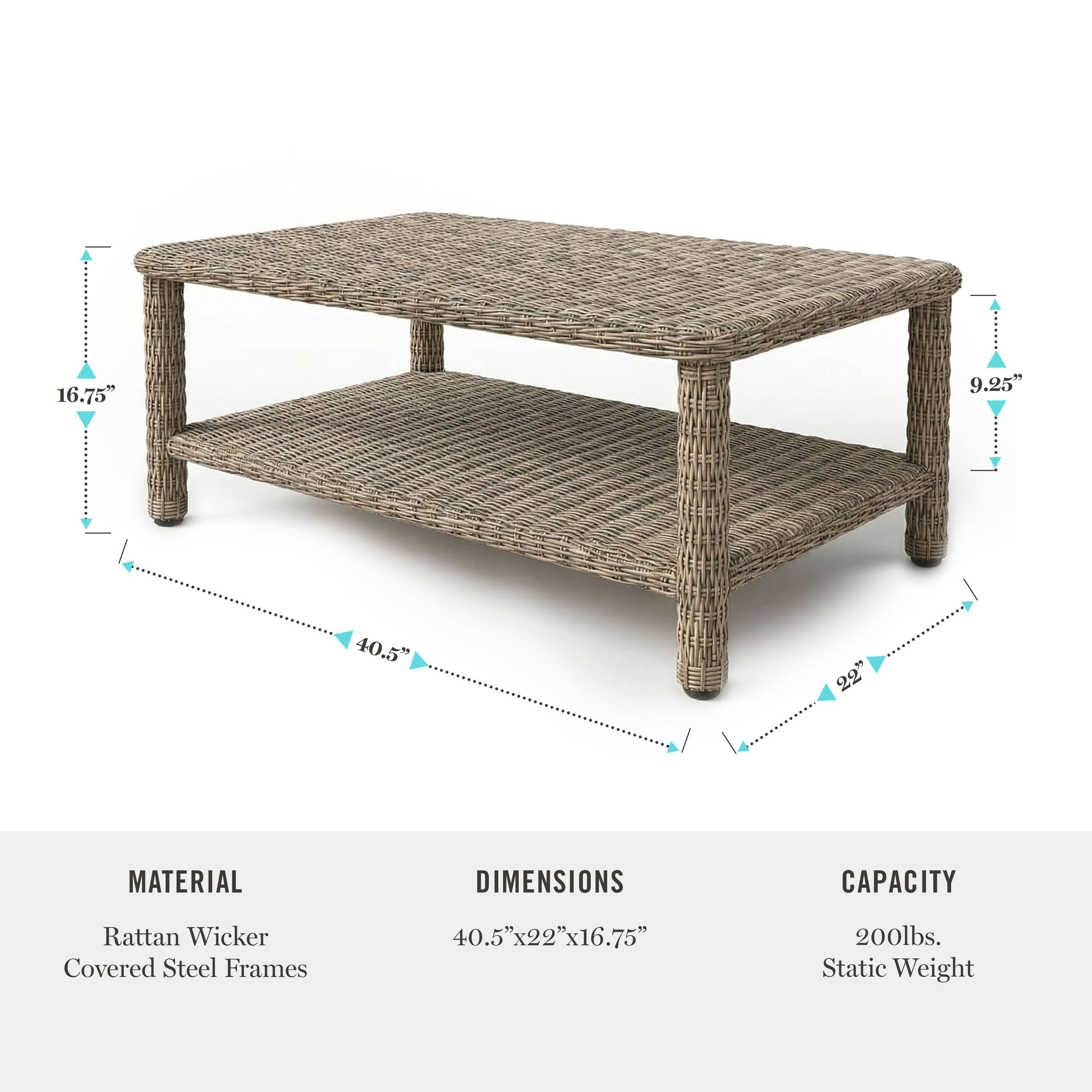 16.75" 9.25" 40.5" 22"  
MATERIAL DIMENSIONS CAPACITY  
Rattan Wicker Covered Steel Frames  
40.5"x22"x16.75"  
200lbs. Static Weight