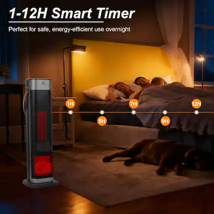 1-12H Smart Timer
Perfect for safe, energy-efficient use overnight
1H 5H 7H 9H 12H