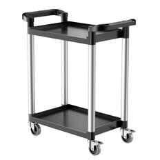 Front. VEVOR - Utility Cart, 300 lbs Load Capacity, 2-tier Utility Plastic Cart with 360° Swivel Wheels (2 with Brakes) - Black.