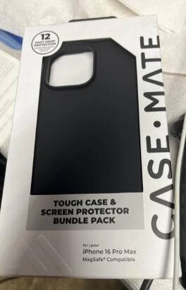 Case-Mate - tough case + screen protector bundle pack for iphone 16 pro max - Black