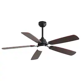 HOMLUX - 52 Inch Classics Ceiling Fan With Led Light 6 Speed Wind 5 Blades Remote Control DC Motor For Indoor - Black
