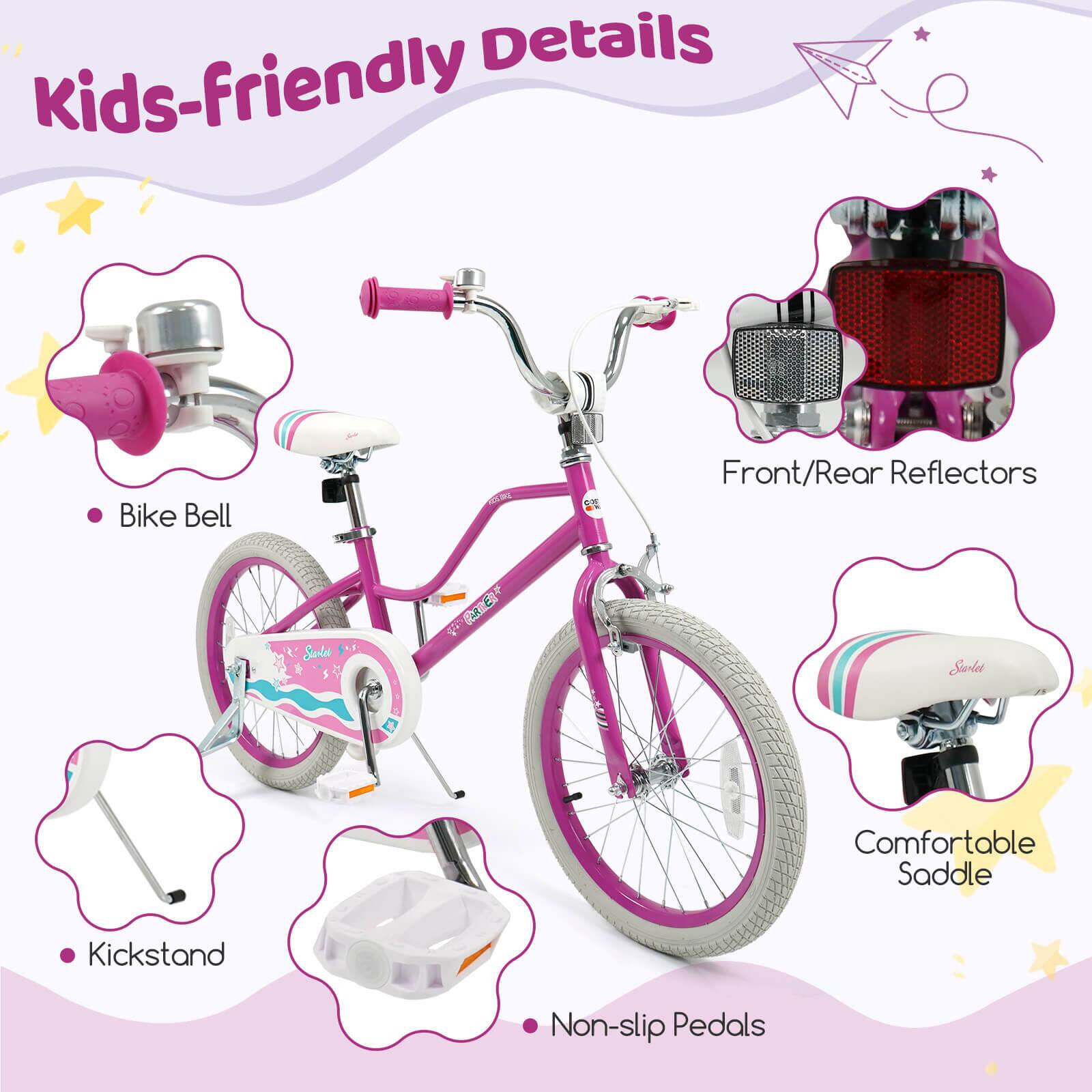 Kids-friendly Details

- Bike Bell
- Front/Rear Reflectors
- Kickstand
- Comfortable Saddle
- Non-slip Pedals