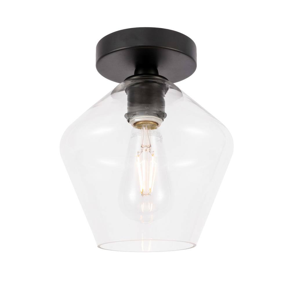 Alt View 6. Living District - Gene 1 light Black and Clear glass Flush mount - Black And Clear Glass.