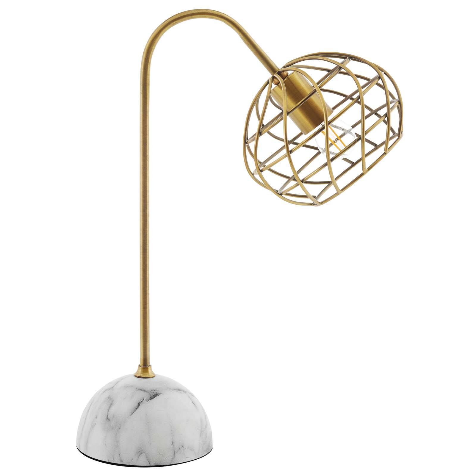 Angle. Modway - Salient Brass and Faux White Marble Table Lamp by Modway.