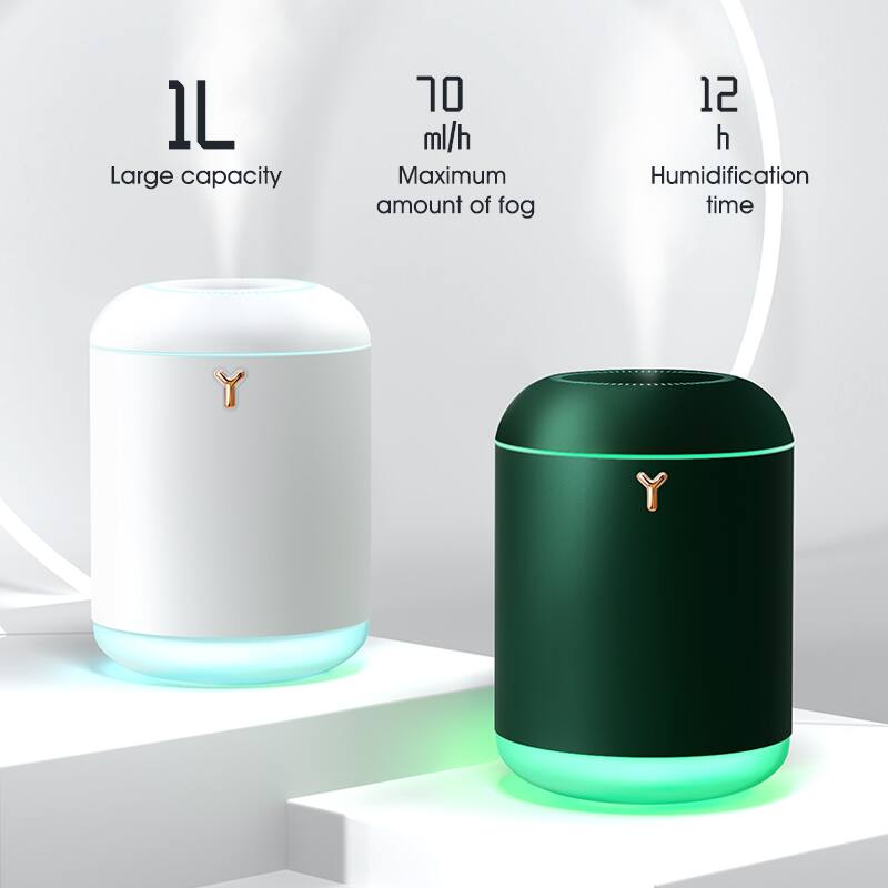 1L Large capacity  
70 ml/h Maximum amount of fog  
12 h Humidification time