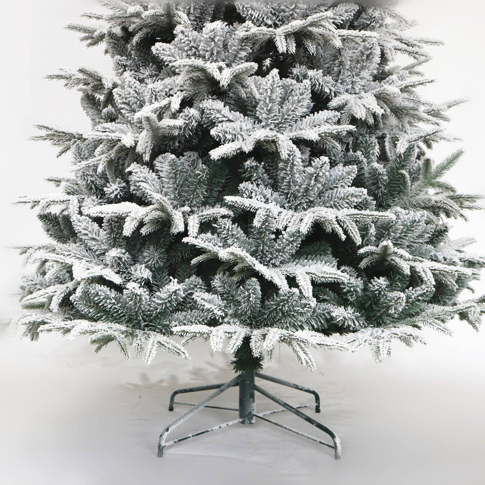 Alt View 3. Hivvago - Snow Flocked Christmas Tree 7ft Artificial Hinged Pine Tree with White Realistic Tips Unlit - White.