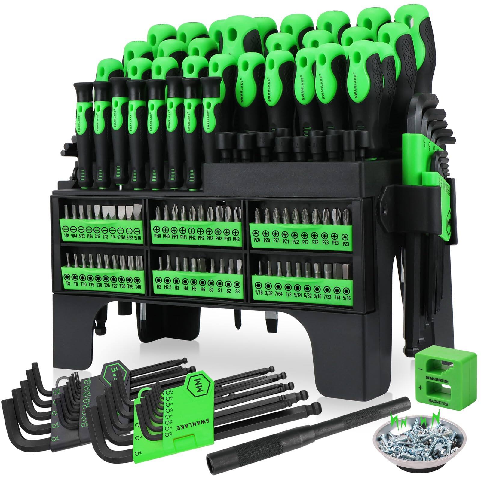 Skar Audio - Swanlake 118pcs Magnetic Screwdrivers Set With Plastic Ranking Tools For Men (118pcs) - 141-Piece Magnetic Screwdriver Set