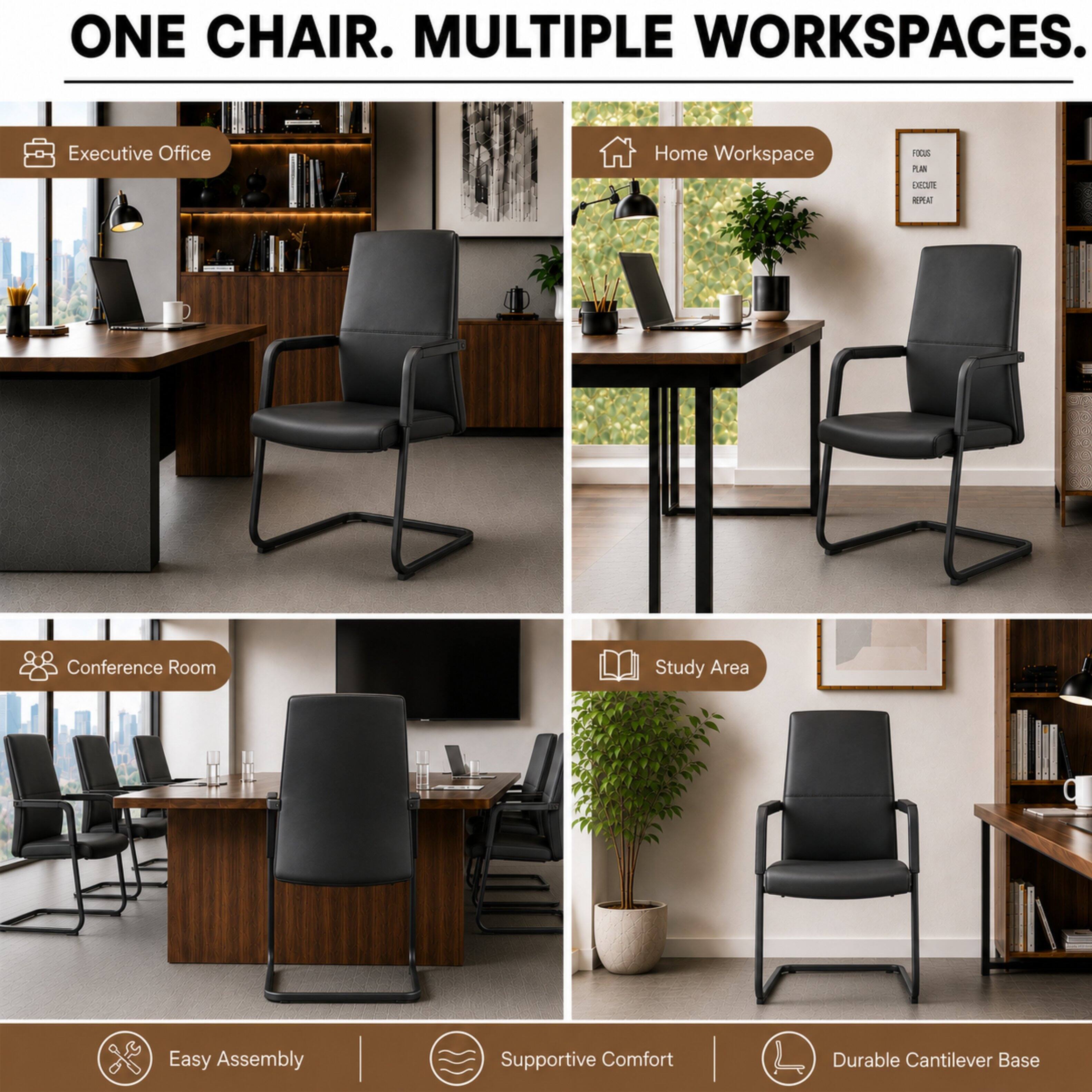 ONE CHAIR. MULTIPLE WORKSPACES.

Executive Office
Home Workspace
FOCUS PLAN EXECUTE REPEAT
Conference Room
Study Area
Easy Assembly
Supportive Comfort
Durable Cantilever Base