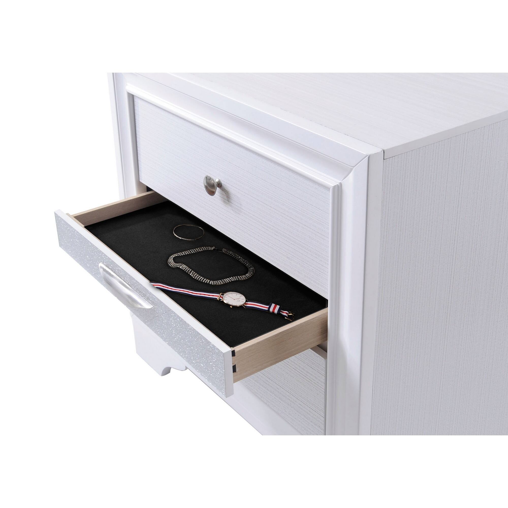 Alt View 1. Manhattan Lane - Stylish 3 Drawers Wood Nightstand - White.