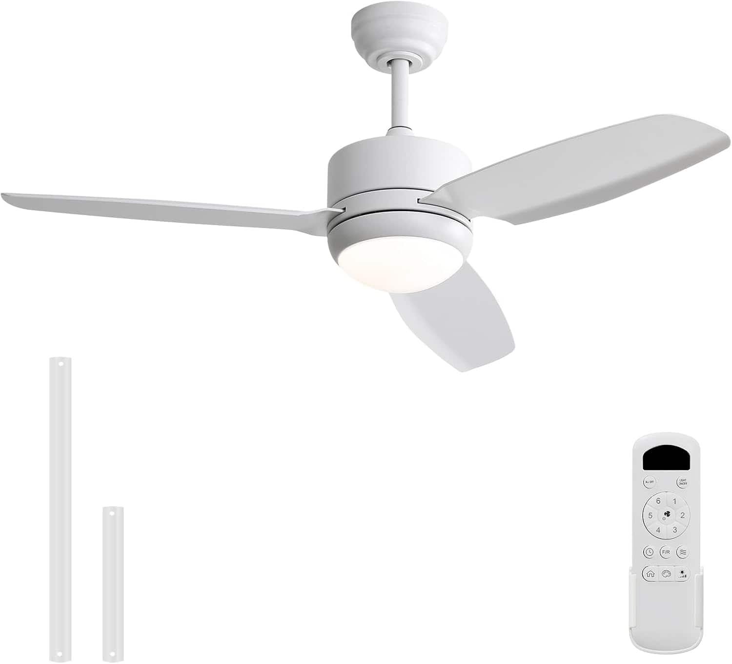 Front. Sofucor - 46 inch Ceiling Fans with Lights and Remote Strong Airflow Bedroom Ceiling Fan Dimmable 6-Speed 3-Timer Reversible DC - White.