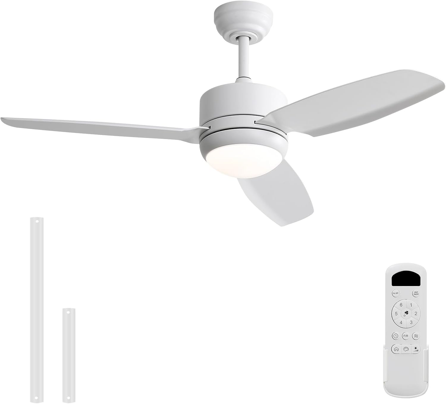 Front. Sofucor - 46 inch Ceiling Fans with Lights and Remote Strong Airflow Bedroom Ceiling Fan Dimmable 6-Speed 3-Timer Reversible DC - White.