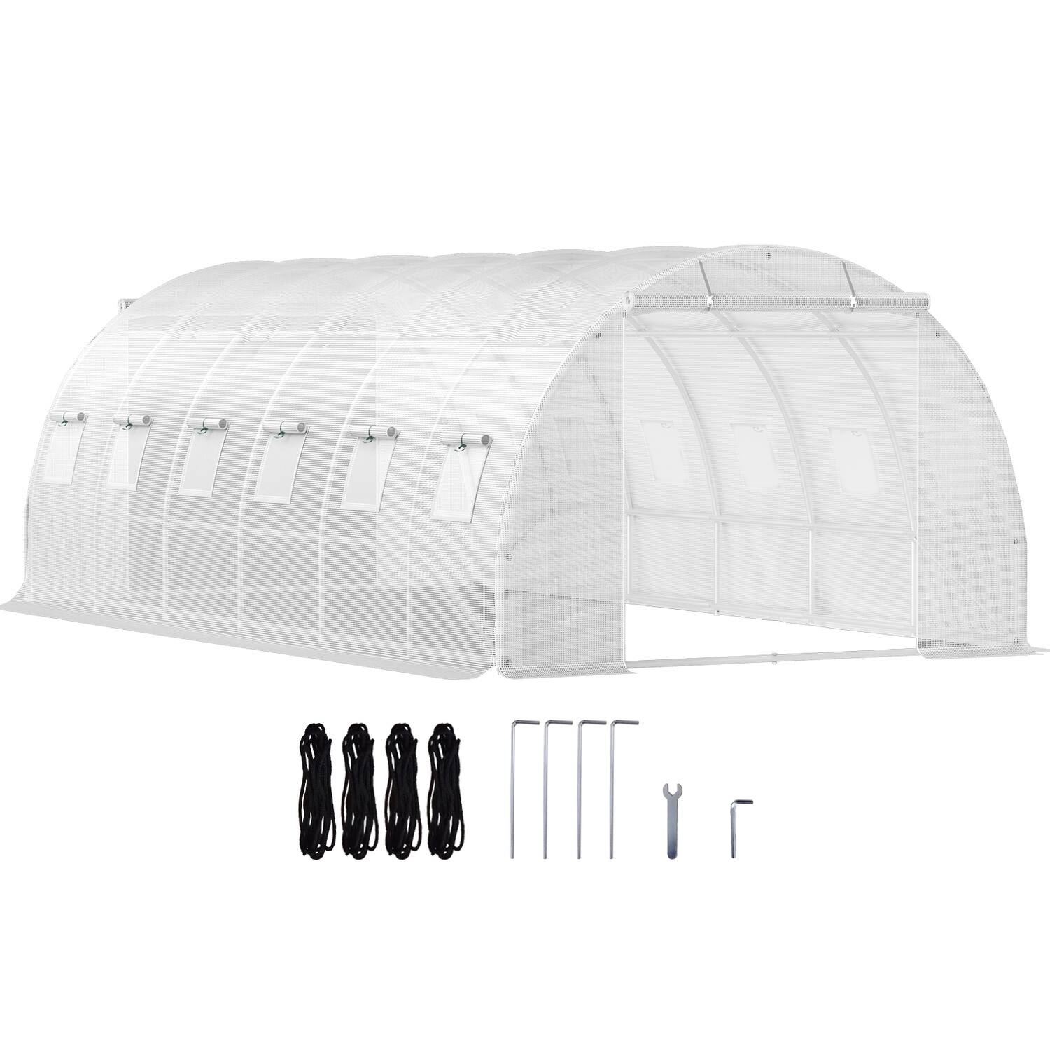 Alt View 5. Boyel Living - Walk In Tunnel Greenhouse Heavy Duty Outdoor Plant Protection - Green.