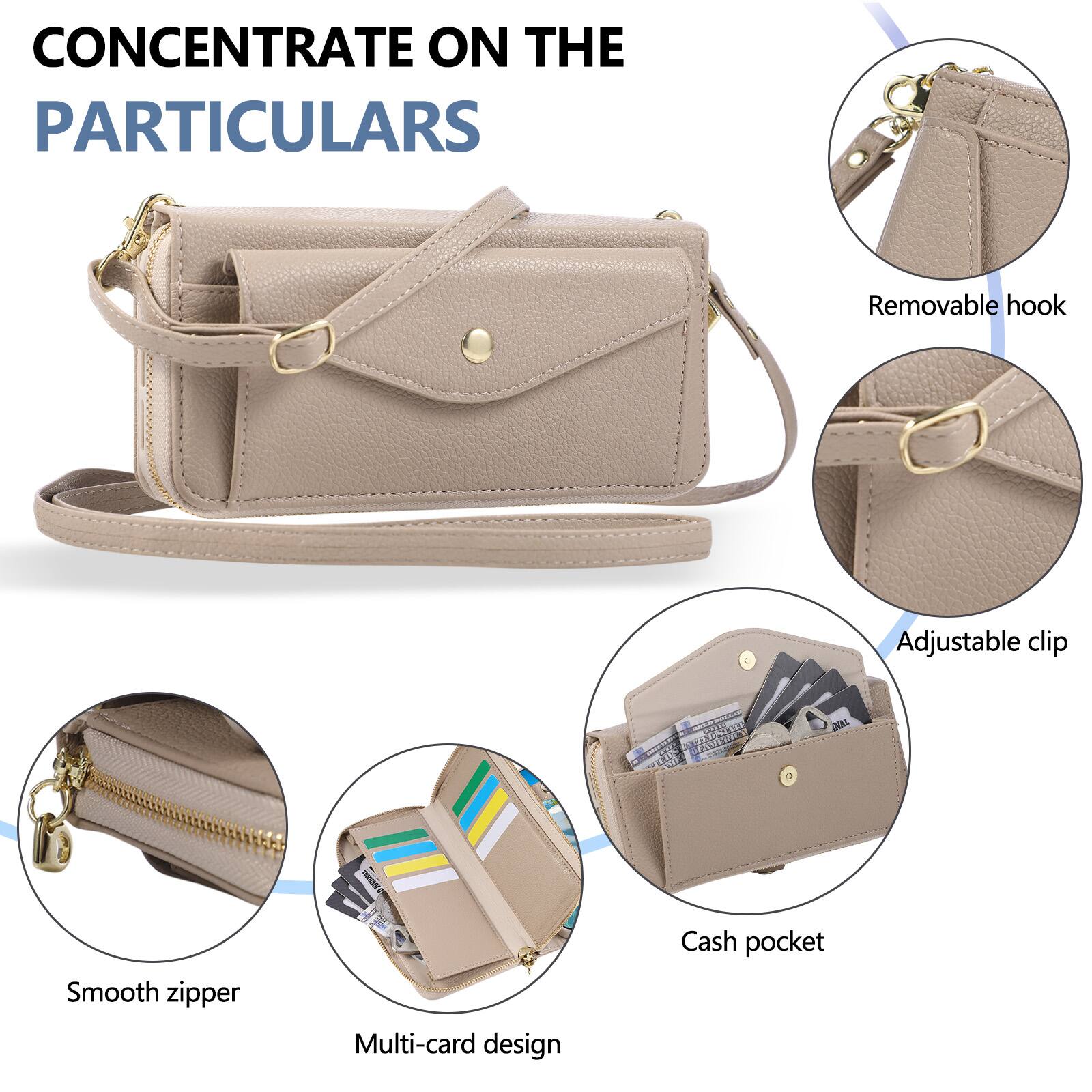 CONCENTRATE ON THE PARTICULARS

- Removable hook
- Adjustable clip
- Smooth zipper
- Multi-card design
- Cash pocket