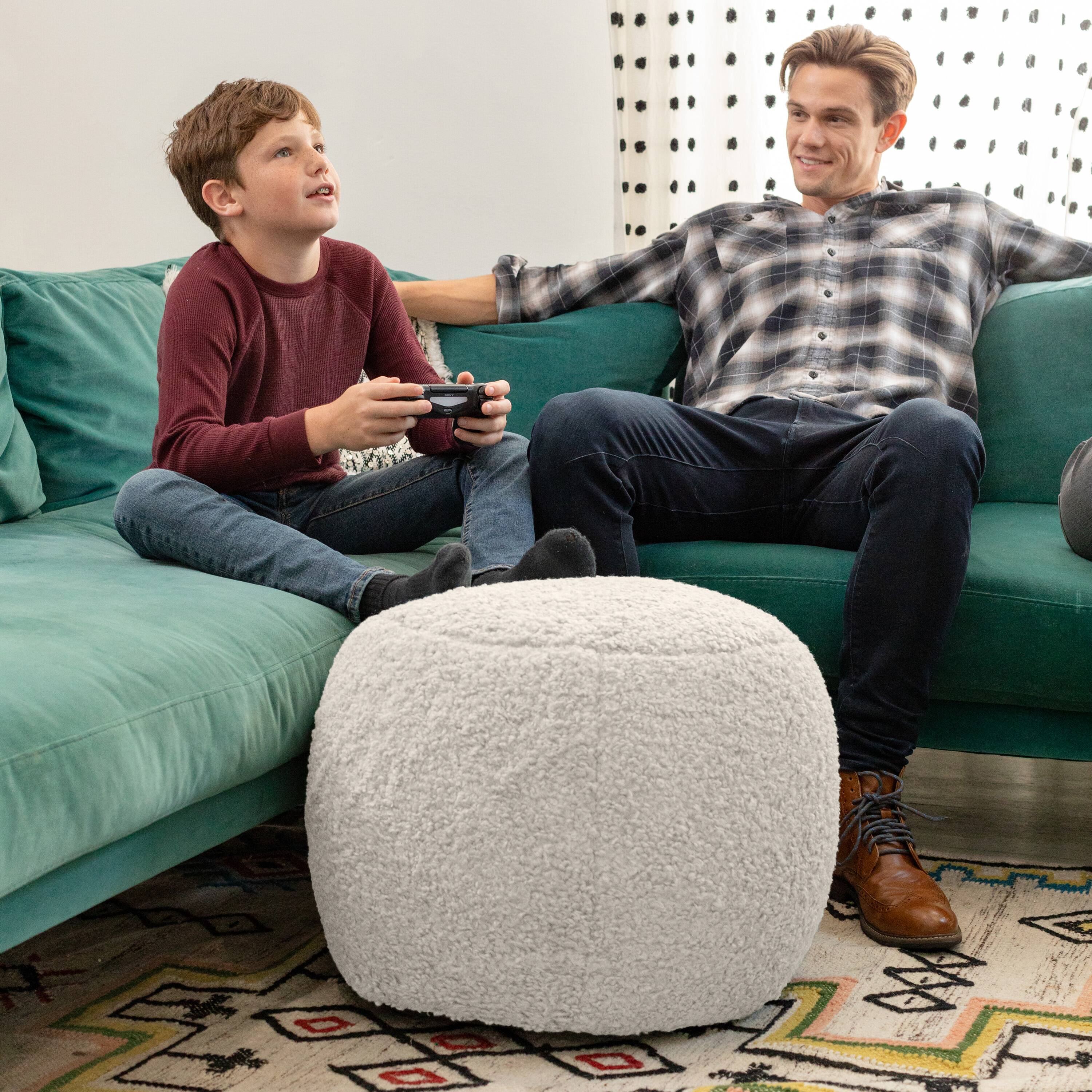 Alt View 1. Jaxx - Jaxx Ellis Ottoman Shearling Faux-Lamb Plush Pouf for Modern Interior Design, Small, Cloud - Cloud.