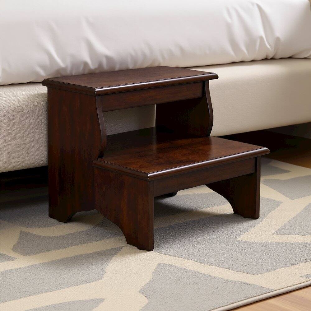 Alt View 3. Starlight Canyon Home - Dark Brown Wooden Step Stool for Adults and Kids with Durable Design - Dark Brown.