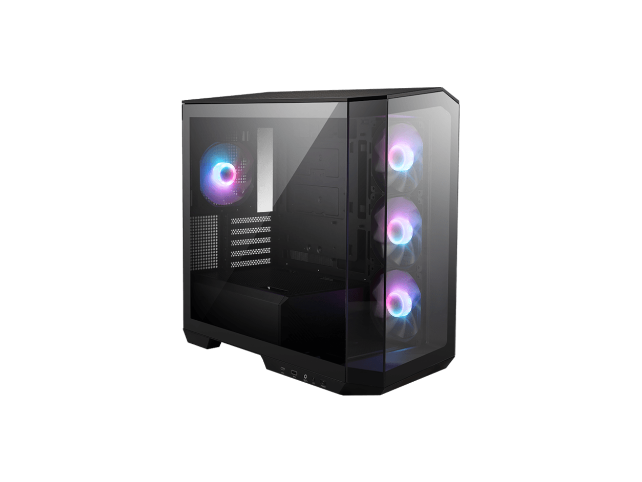 Alt View 1. MSI - MSI MAG PANO M100R PZ Micro-ATX Case - Back-Connect, 4 ARGB Fans, Panoramic Display - Black.