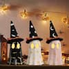 Front. Sunoyar - Halloween Ceramic Ghost Figurines with Witch Hats and Tea Lights 3 Piece Set - White.