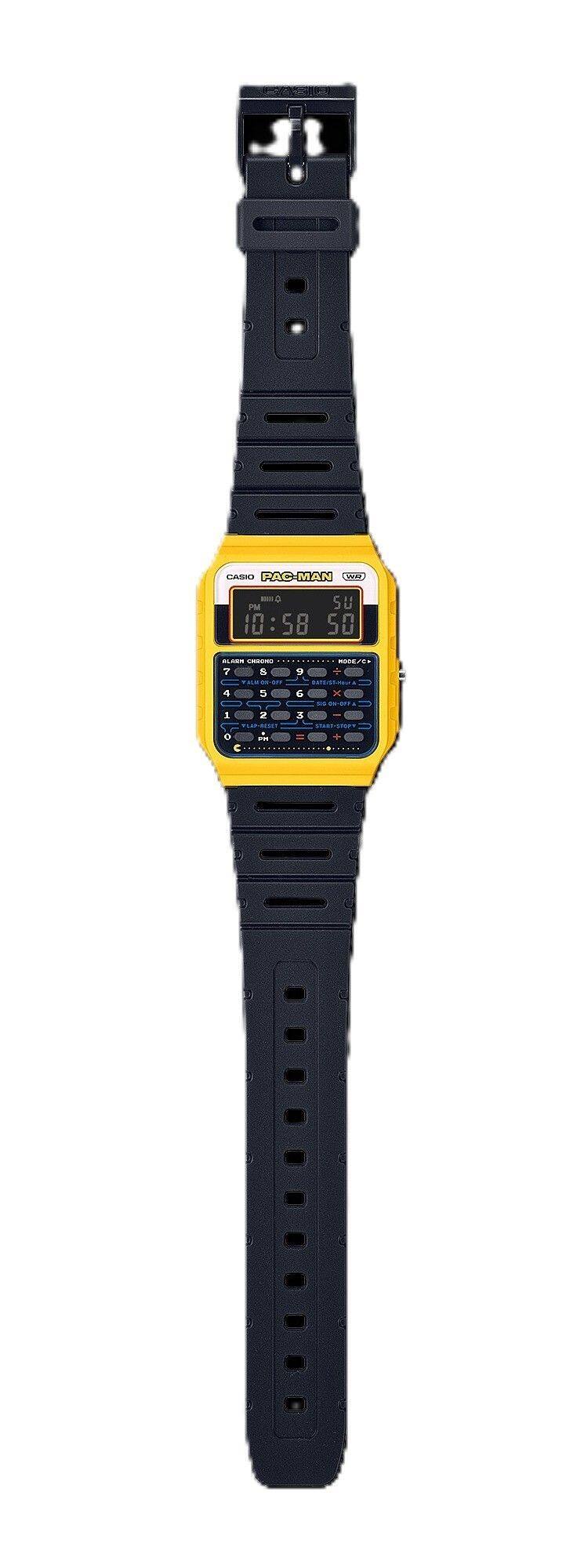 CASIO PAC-MAN  
10:58 50  
ALARM CLEARED  
MODE/SET  
7 8 9  
4 5 6  
1 2 3  
0 .  
+ - × ÷  
AC  
LIGHT  
BATT  
BATT LOW