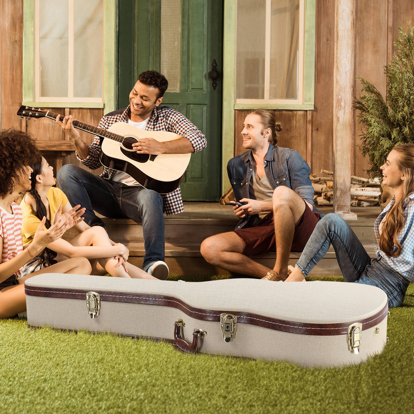 Left. Winado - Glarry Hard-Shell Wooden  for 41" Folk Guitar Acoustic Guitars.