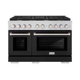 ZLINE - 48" Paramount Double Oven Dual Fuel Range with 8 Burners (SDR-BLM-48) - Satin Steel/Black Matte