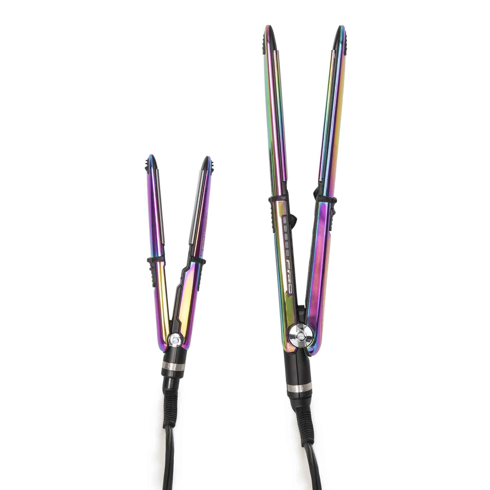 Angle. BaBylissPRO - Nano Titanium Prima3100 & Prima2000 Styling Irons Prepack BNTPK1RB (Iridescent), Professional Cutting Cape.