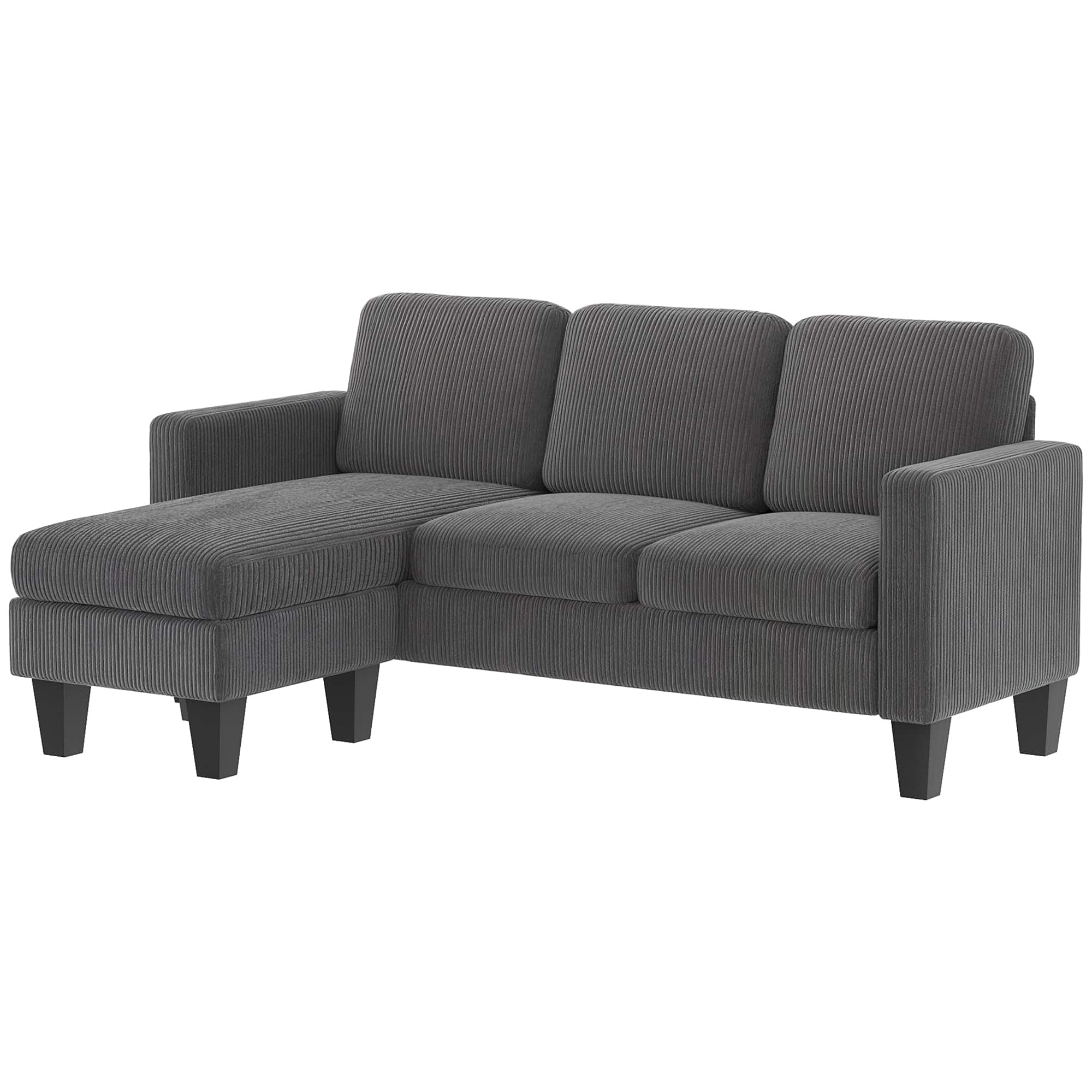 Homcom - Sofa, L Shaped Couch, with Reversible Chaise or Ottoman - Dark Gray