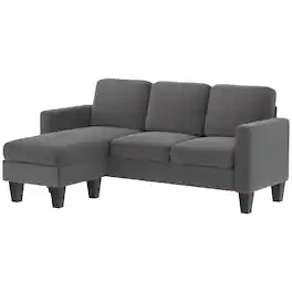 Homcom - Sofa, L Shaped Couch, with Reversible Chaise or Ottoman - Dark Gray