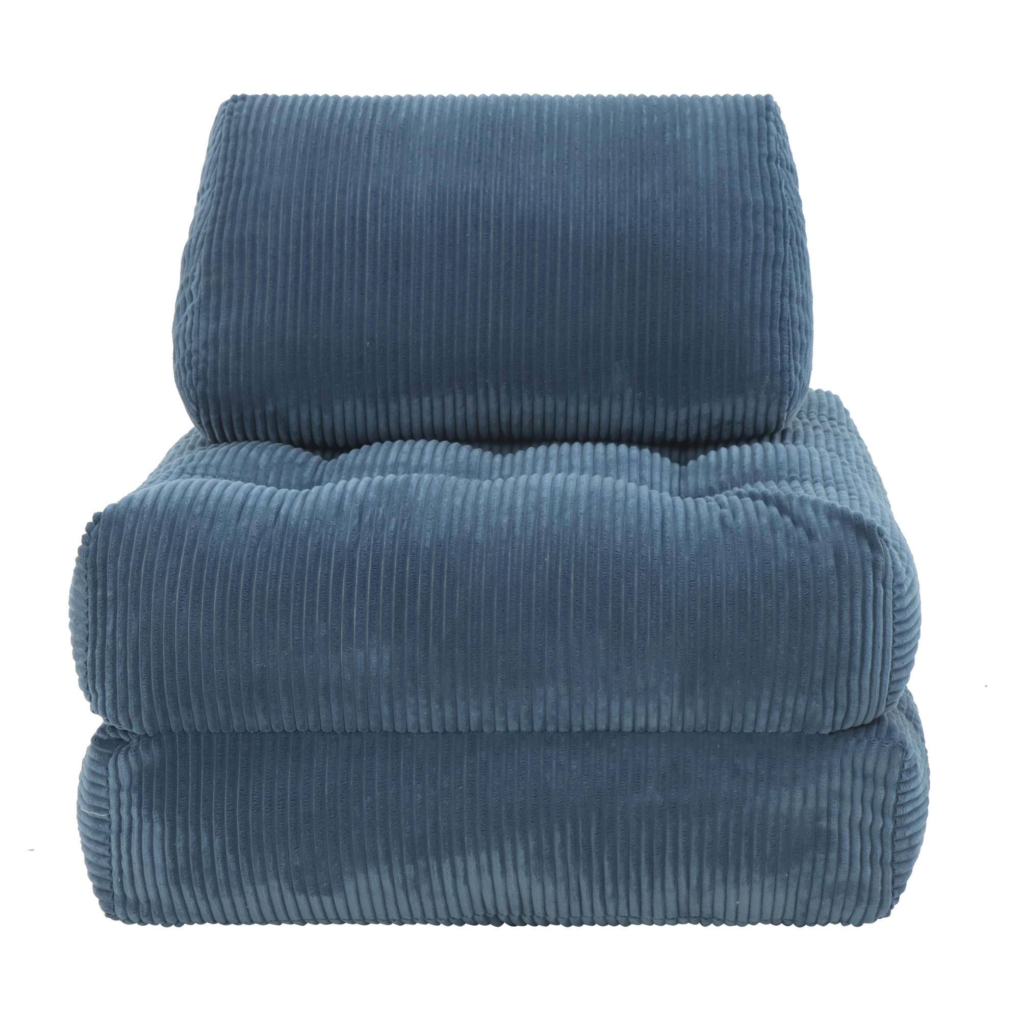 Alt View 6. GOODSILO - Corduroy Fabric Beanbag Couch for Living Room, Bedroom and Dorm, Cozy Fluffy Cloud Mini Couch - Blue.