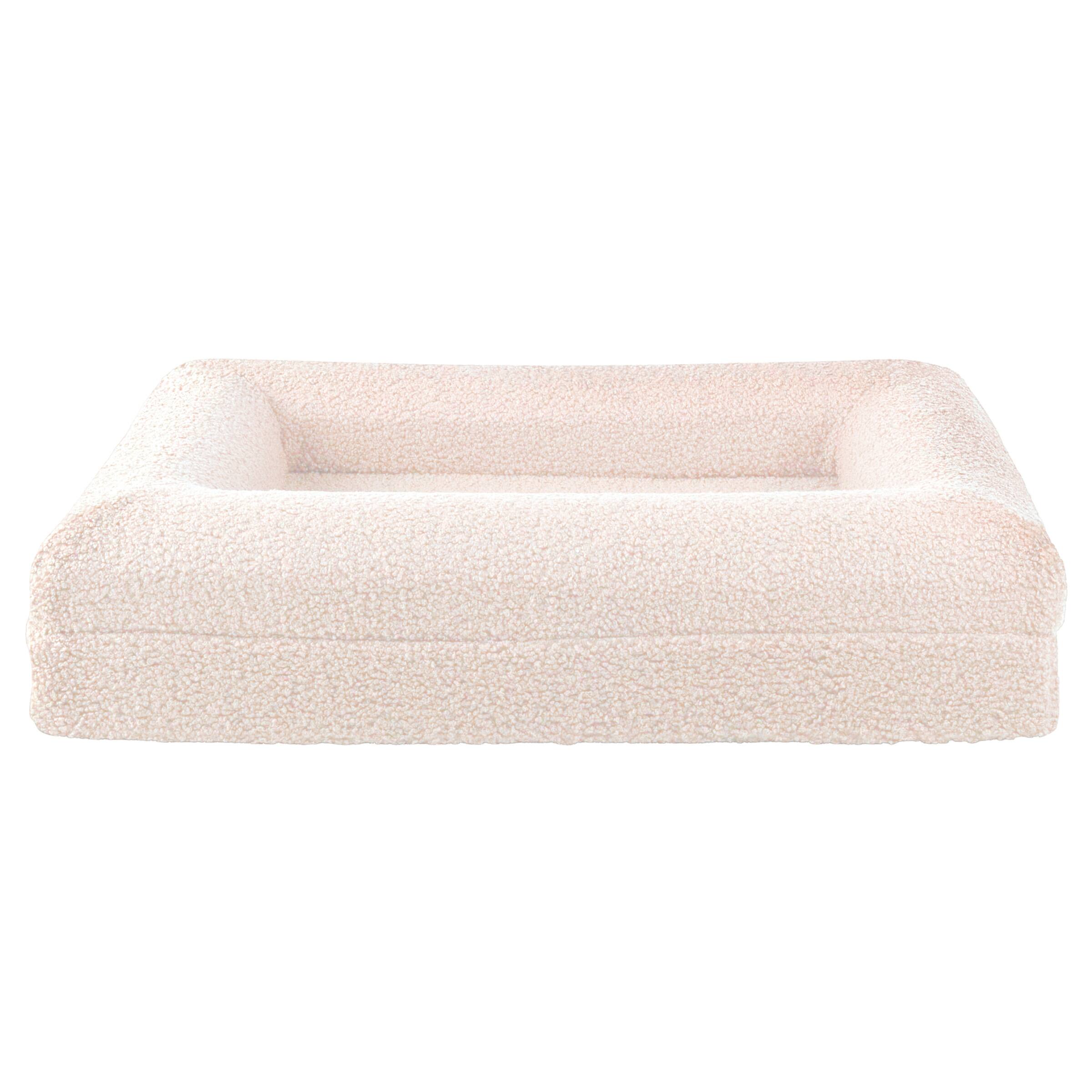 Angle. PetMaker - 26in Small Dog Bed with Bolster - Cream.