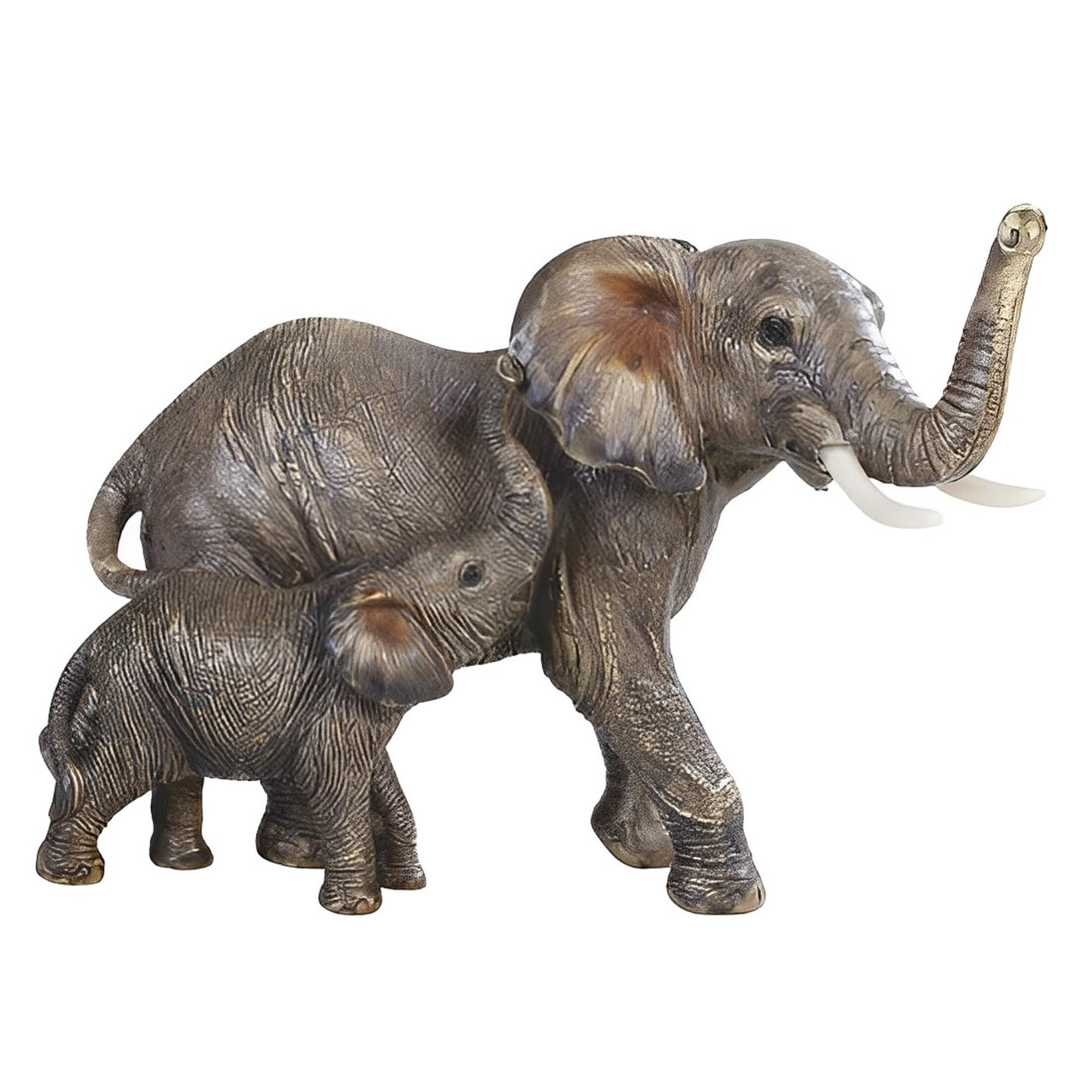 FC Design - 6.75"W Realistic Lifelike Elephant with Cub Figurine Statue Office Desk Tabletop Home Decor Gift - Multi-Color