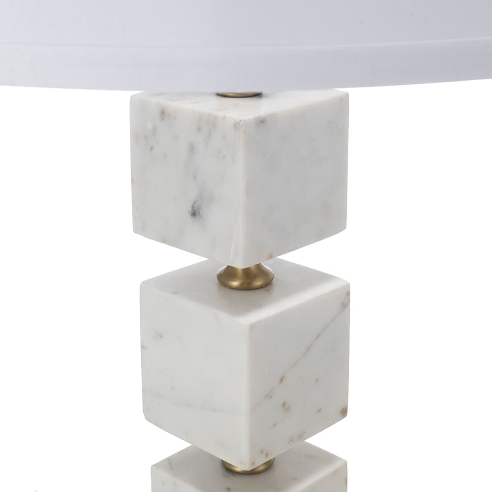 Alt View 4. Luckbyte - D16x26.5" White Marble Cube Table Lamp Gold Base Body Lamp Shade Assembly Required.