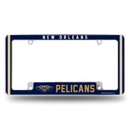 Rico Industries - New Orleans Pelicans Chrome Metal License Plate Frame with Full Frame Team Color Graphics - Multi