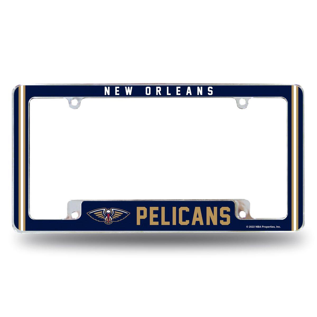 New Orleans Basketball Pelicans Chrome Metal License Plate Frame
