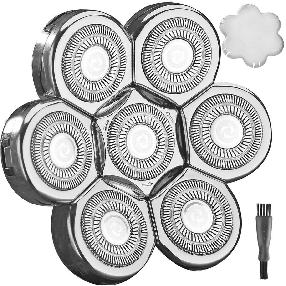 Front. Vulpecula Spade - Universa 7 Heads Shaver Replacement Head for Head Shaver, and many Brands Head Shaver 7 Blades 7D Replacement Shaver.