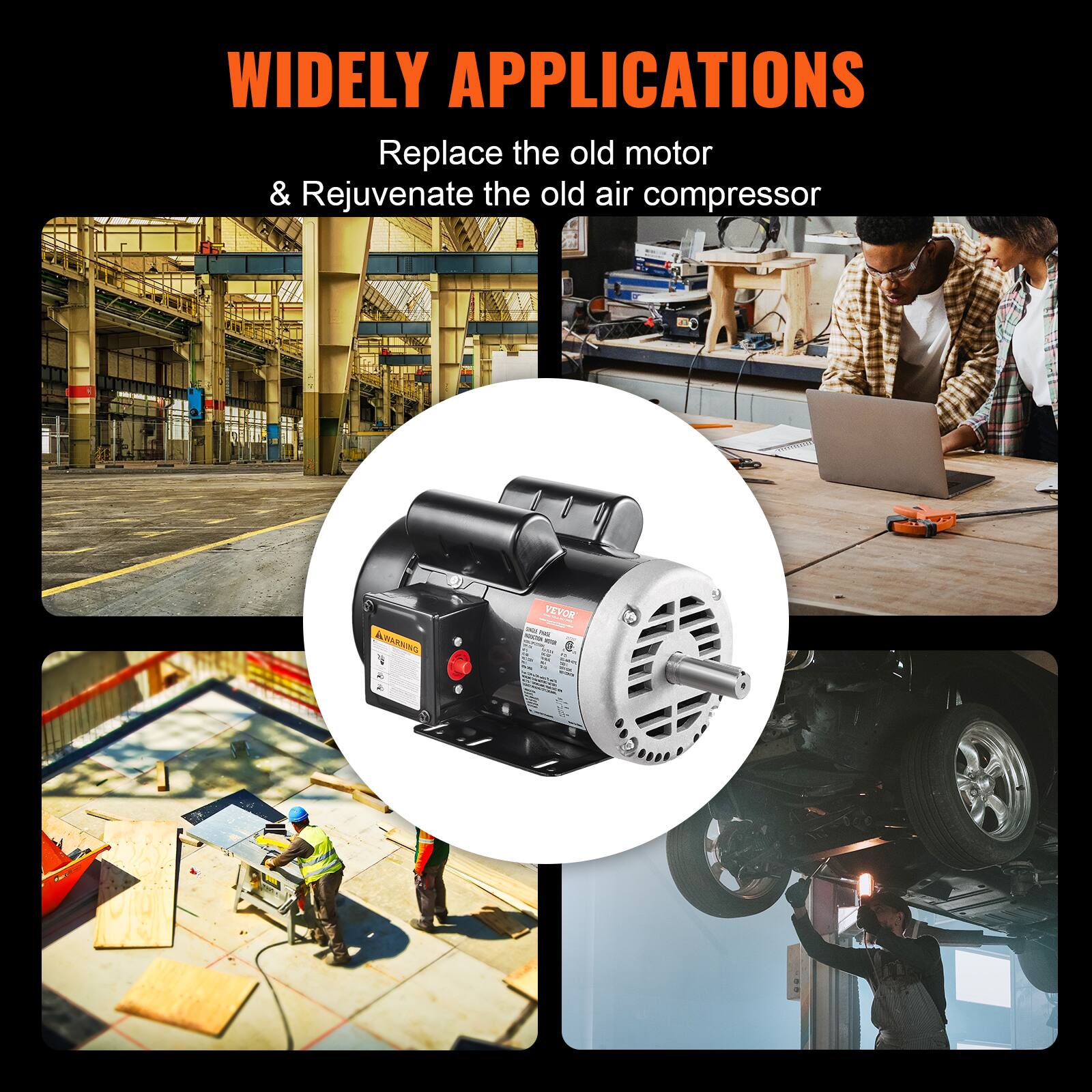WIDELY APPLICATIONS  
Replace the old motor & Rejuvenate the old air compressor